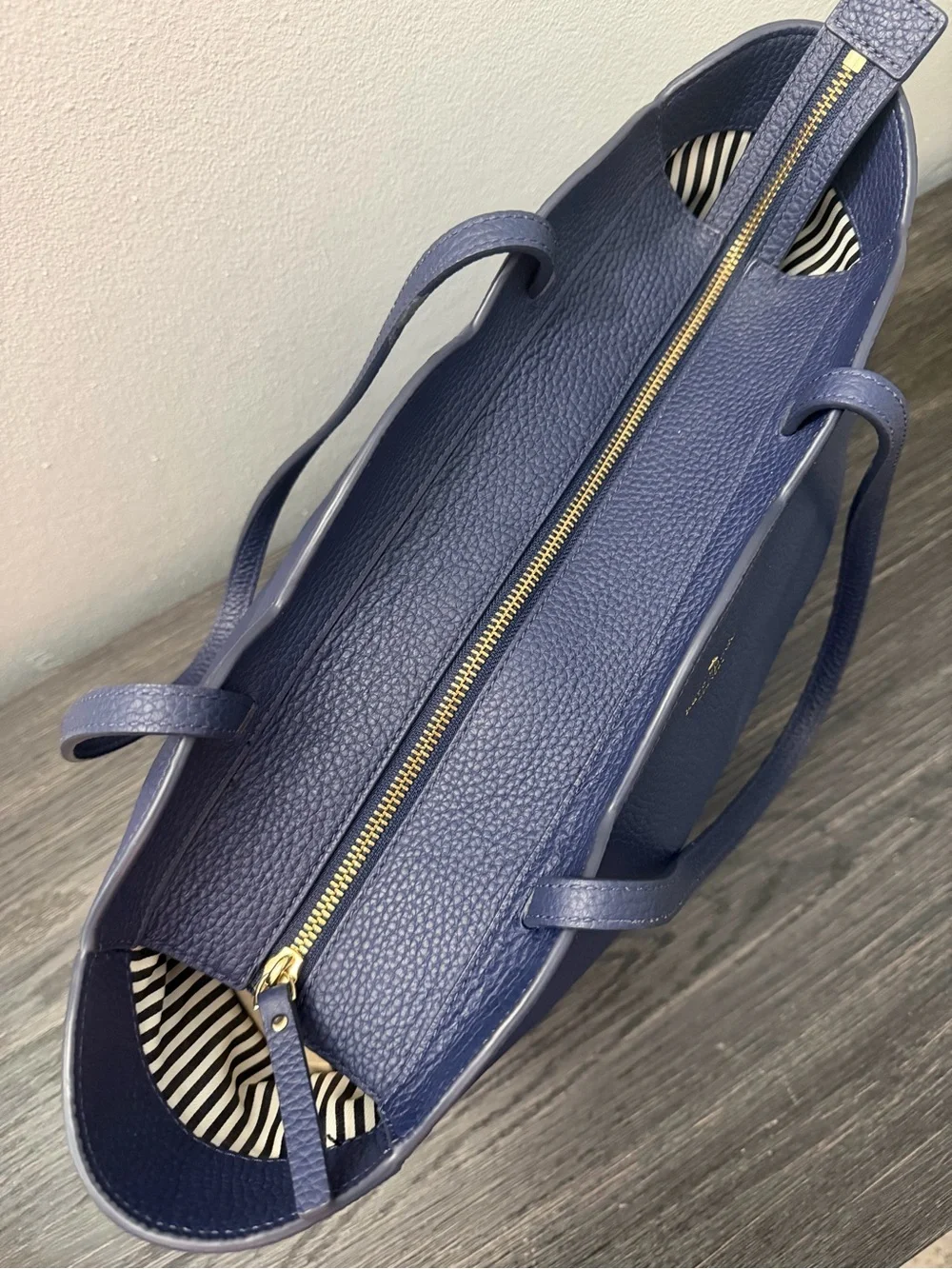 kate spade Navy Scallop-Edge Pebbled Leather Tote
